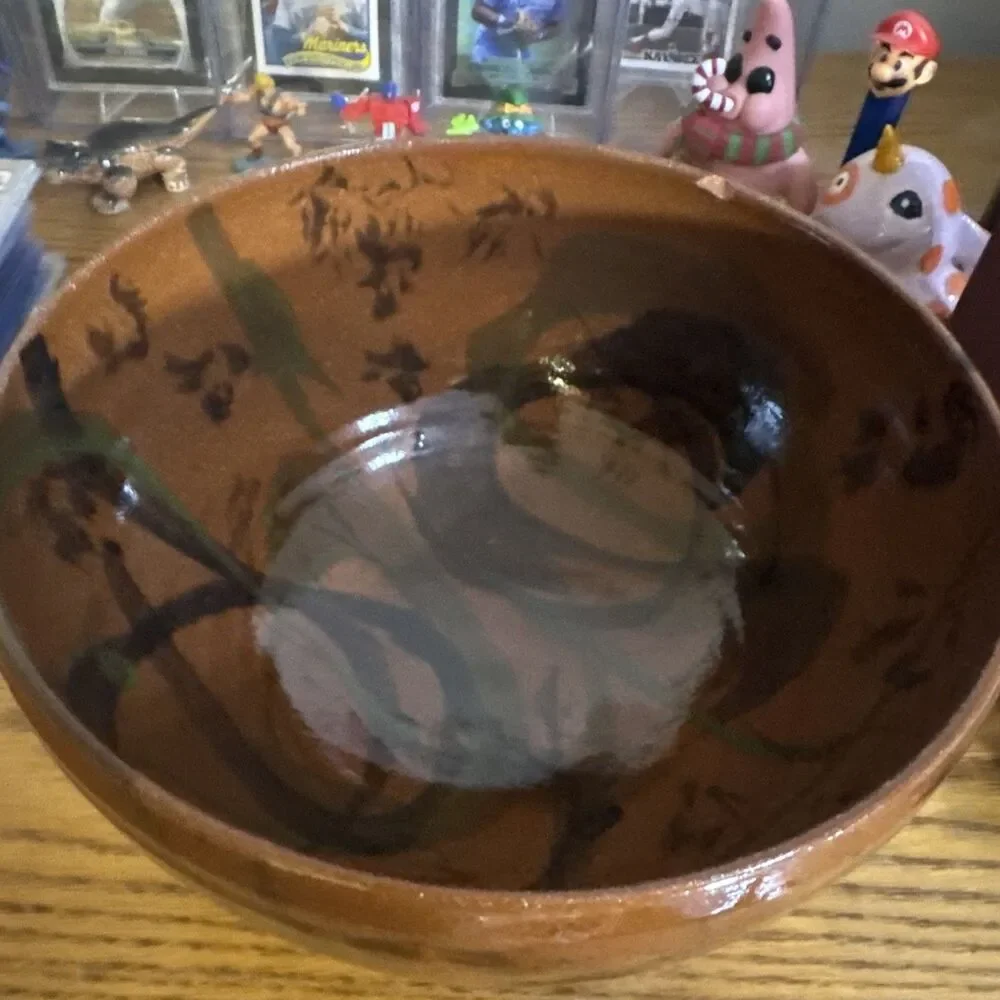 Stephen Rodriguez New Haven CT Signed Studio Stoneware Brown Glossy Serving Bowl